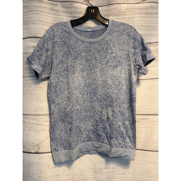 Lululemon Swiftly Breathe Short Sleeve Floral Fauna Blue Linen/Water Drop Size 6 - Picture 1 of 4
